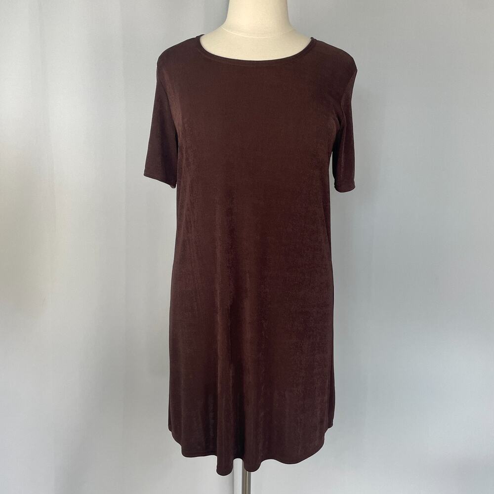 Vintage Casual Dress Plus Size 14W 16W Chocolate Brown Minimal Stretch T Shirt